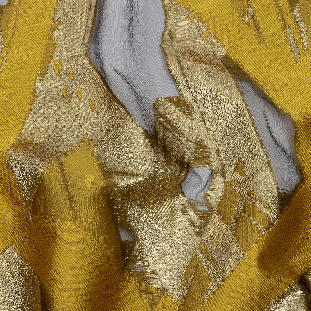 Metallic Gold and Yellow Ochre Painterly Geometrics Luxury Burnout Brocade Metallic Gold and Yellow Ochre Painterly Geometrics Luxury Burnout Brocade