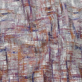 Metallic Silver, Orange and Navy Crosshatching Luxury Brocade Metallic Silver, Orange and Navy Crosshatching Luxury Brocade