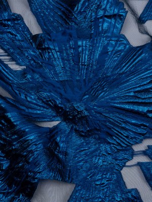 Metallic Blue Firework Flowers Luxury Burnout Brocade Metallic Blue Firework Flowers Luxury Burnout Brocade