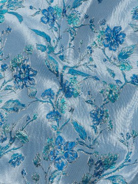 Metallic Periwinkle, Dark Blue and SIlver Flowering Vines Luxury Brocade Metallic Periwinkle, Dark Blue and SIlver Flowering Vines Luxury Brocade