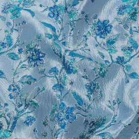 Metallic Periwinkle, Dark Blue and SIlver Flowering Vines Luxury Brocade Metallic Periwinkle, Dark Blue and SIlver Flowering Vines Luxury Brocade