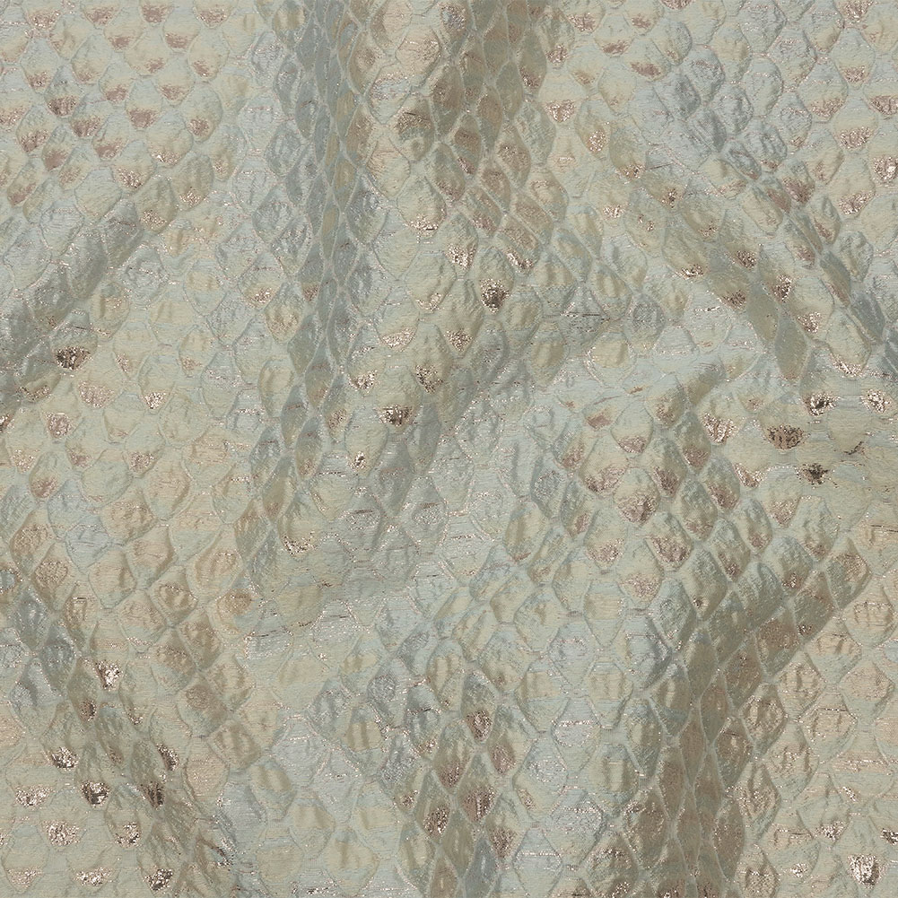 Metallic Pastel Blue and Gold Abstracted Scales Luxury Brocade Metallic Pastel Blue and Gold Abstracted Scales Luxury Brocade