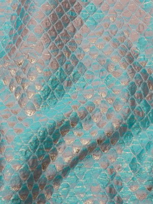 Metallic Pacific Blue and Flamingo Pink Abstracted Scales Luxury Brocade Metallic Pacific Blue and Flamingo Pink Abstracted Scales Luxury Brocade