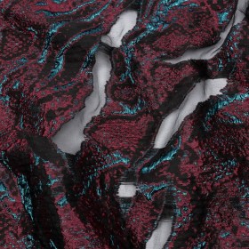 Metallic Electric Blue and Jam Red Luxury Burnout Brocade Metallic Electric Blue and Jam Red Luxury Burnout Brocade