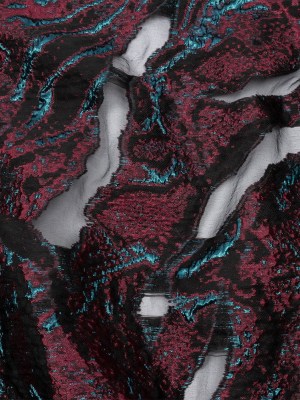 Metallic Electric Blue and Jam Red Luxury Burnout Brocade Metallic Electric Blue and Jam Red Luxury Burnout Brocade