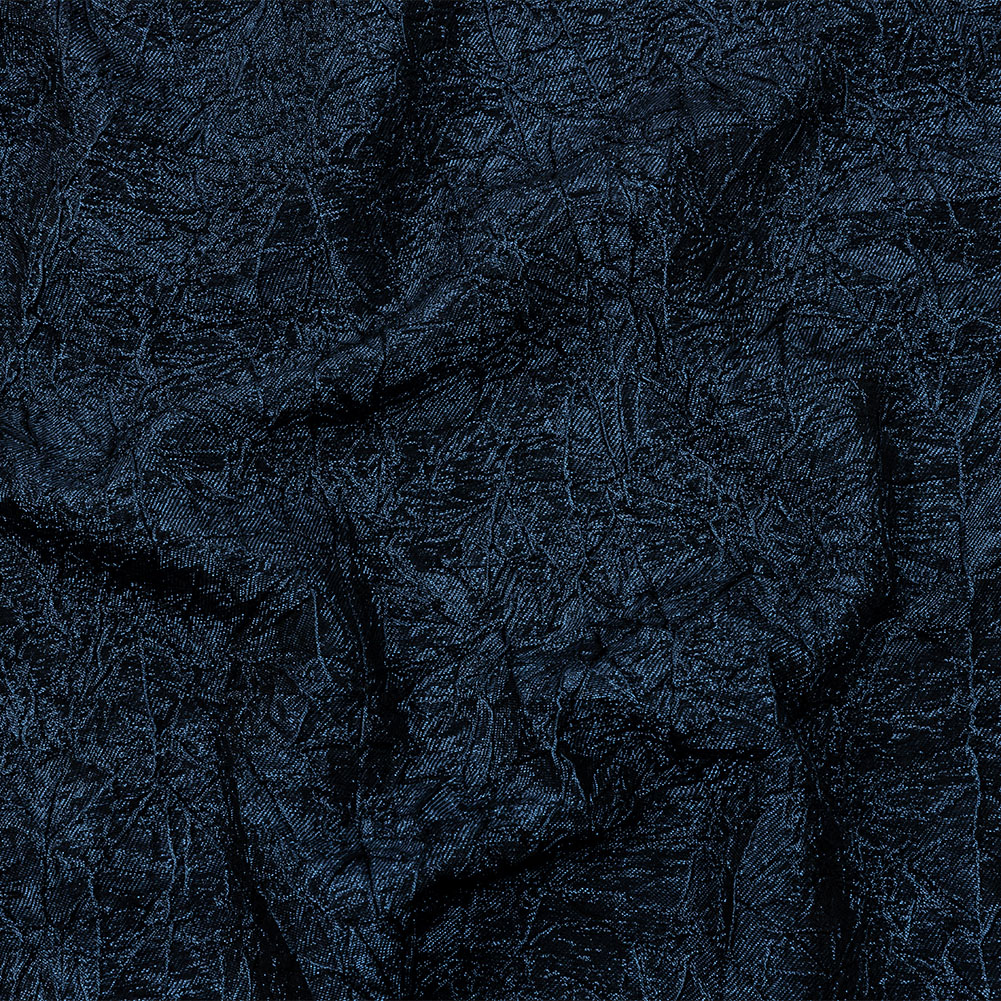 Astrolabe Metallic Black and Navy Crinkled Luxury Brocade with Black Backing Astrolabe Metallic Black and Navy Crinkled Luxury Brocade with Black Backing
