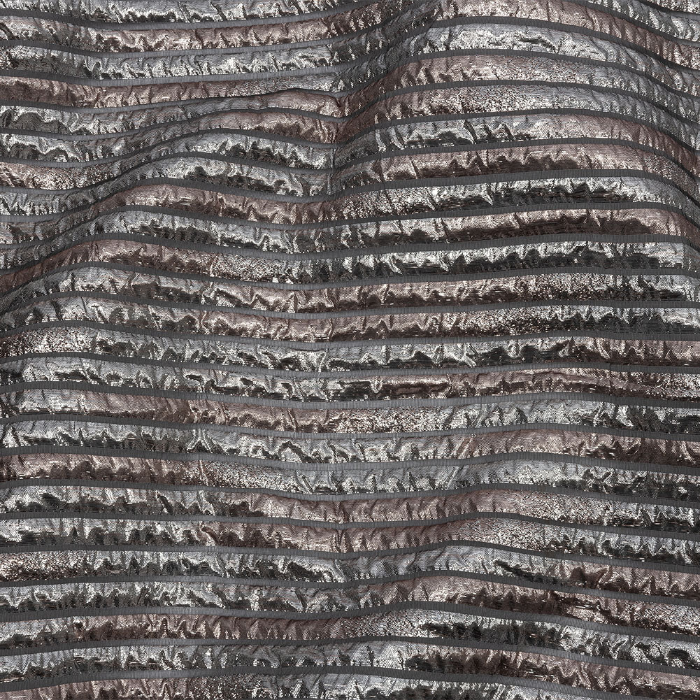 Metallic Silver and Bronze Luxury Striped Burnout Brocade Metallic Silver and Bronze Luxury Striped Burnout Brocade