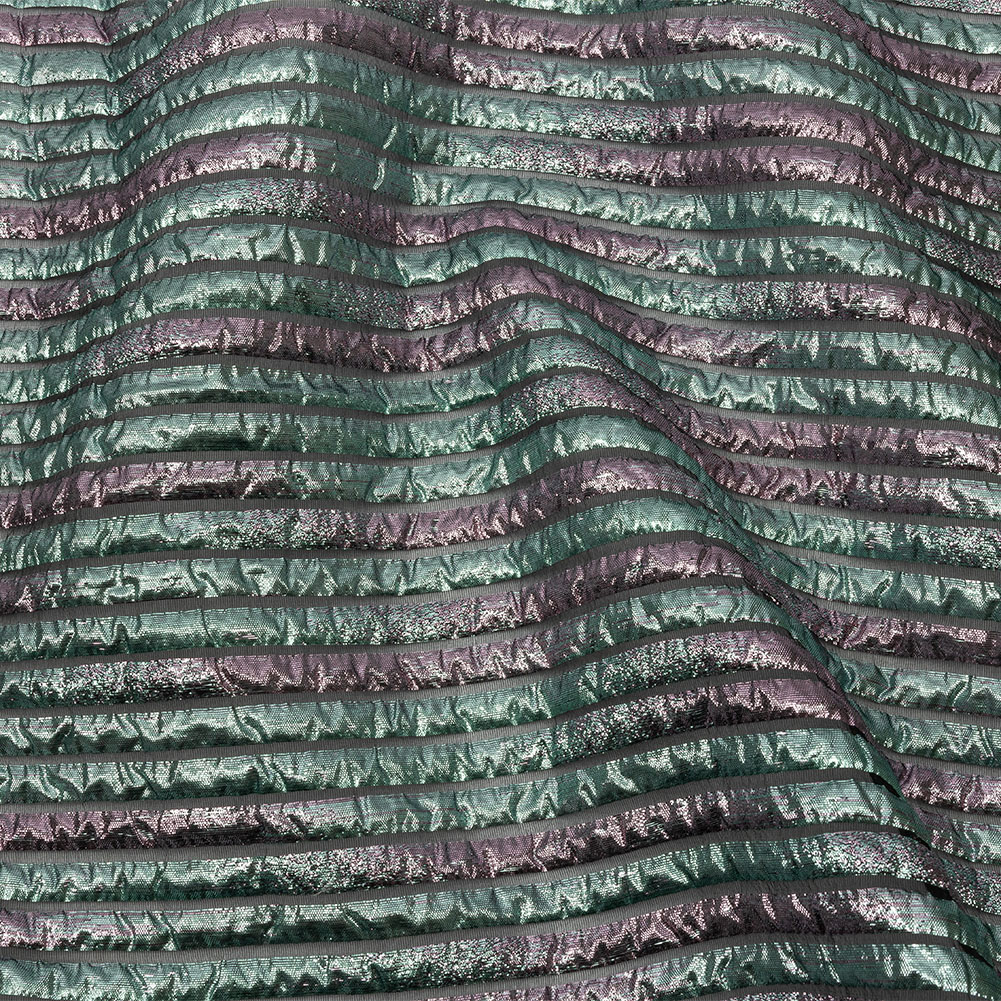 Metallic Turquoise Blue and Rouge Pink Luxury Striped Burnout Brocade Metallic Turquoise Blue and Rouge Pink Luxury Striped Burnout Brocade