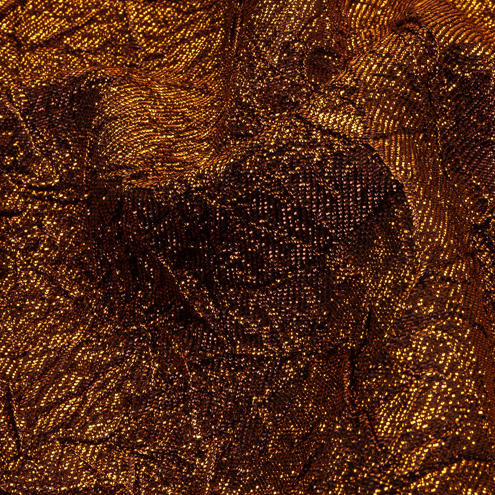 Astrolabe Metallic Orange Crinkled Luxury Brocade with Black Backing Astrolabe Metallic Orange Crinkled Luxury Brocade with Black Backing