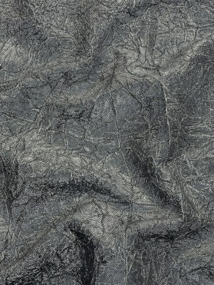 Astrolabe Metallic Bright Silver Crinkled Luxury Brocade with Black Backing Astrolabe Metallic Bright Silver Crinkled Luxury Brocade with Black Backing