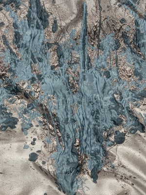 Metallic Rose Gold, Baby Blue and Navy Splattered Stripe Luxury Brocade Panel Metallic Rose Gold, Baby Blue and Navy Splattered Stripe Luxury Brocade Panel