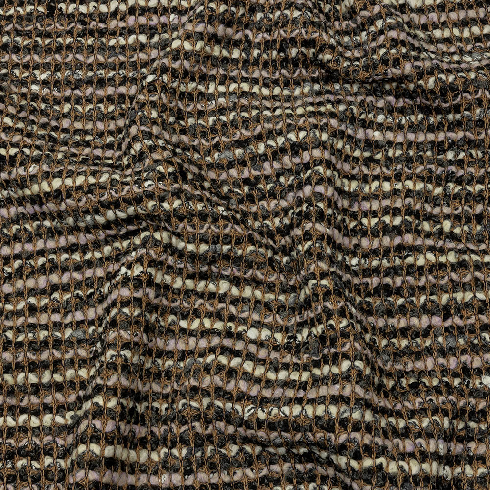 Beige, Cream and Charcoal Boucle Stripes Chunky Wool Blend Sweater Knit Beige, Cream and Charcoal Boucle Stripes Chunky Wool Blend Sweater Knit