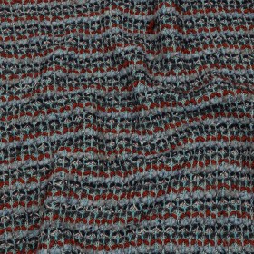 Burnt Orange, Gray, and Blue Boucle Stripes Chunky Wool Blend Sweater Knit Burnt Orange, Gray, and Blue Boucle Stripes Chunky Wool Blend Sweater Knit