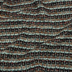 Tan, Baby Blue and Red Striped Chunky Boucle Sweater Knit Tan, Baby Blue and Red Striped Chunky Boucle Sweater Knit