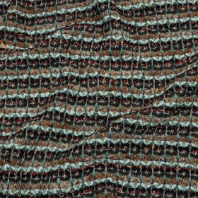 Tan, Baby Blue and Red Striped Chunky Boucle Sweater Knit Tan, Baby Blue and Red Striped Chunky Boucle Sweater Knit