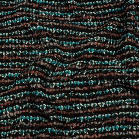 Russet, Turquoise and Black Boucle Stripes Chunky Wool Blend Sweater Knit Russet, Turquoise and Black Boucle Stripes Chunky Wool Blend Sweater Knit
