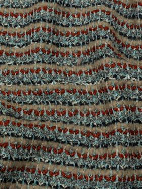 Gray, Beige and Burnt Orange Boucle Stripes Chunky Wool Blend Sweater Knit Gray, Beige and Burnt Orange Boucle Stripes Chunky Wool Blend Sweater Knit