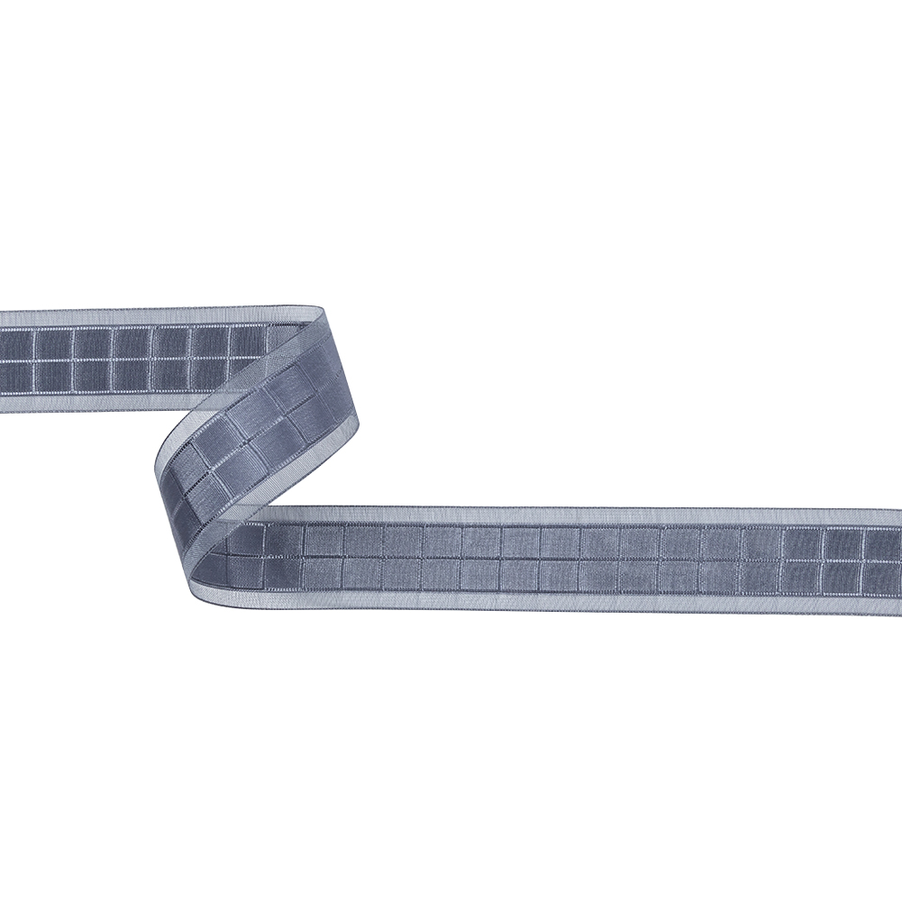 Gray Squares and Sheer Borders Ribbon – 1″ Gray Squares and Sheer Borders Ribbon – 1″
