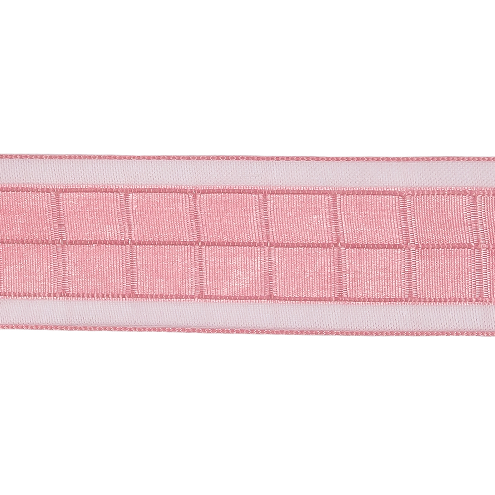 Bubblegum Pink Squares and Sheer Borders Ribbon - 1"