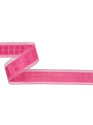 Hot Pink Squares and Sheer Borders Ribbon – 1″ Hot Pink Squares and Sheer Borders Ribbon – 1″