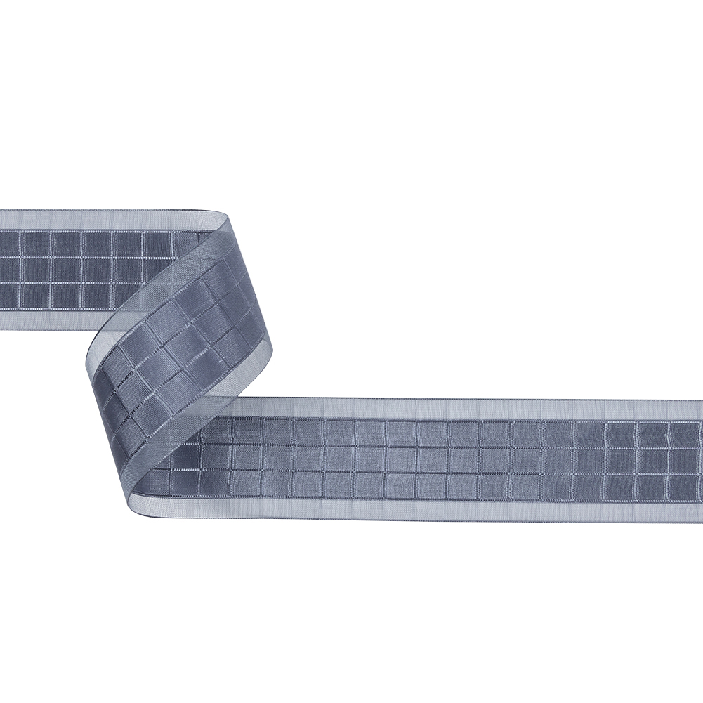 Gray Squares and Sheer Borders Ribbon – 36mm Gray Squares and Sheer Borders Ribbon – 36mm