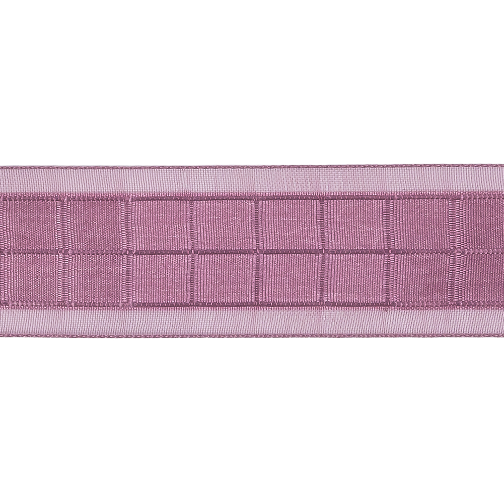 Amaranth Squares and Sheer Borders Ribbon - 1"