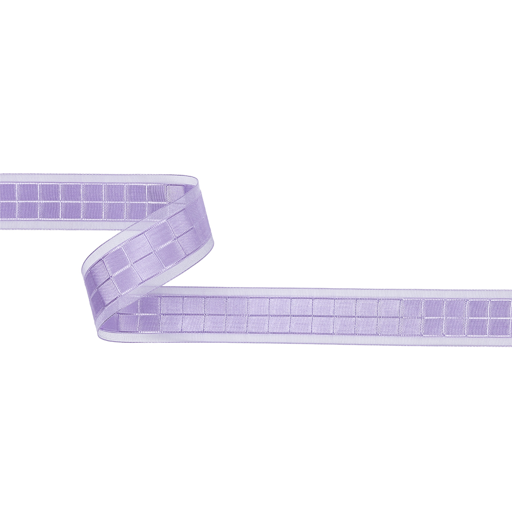 Lilac Squares and Sheer Borders Ribbon – 1″ Lilac Squares and Sheer Borders Ribbon – 1″