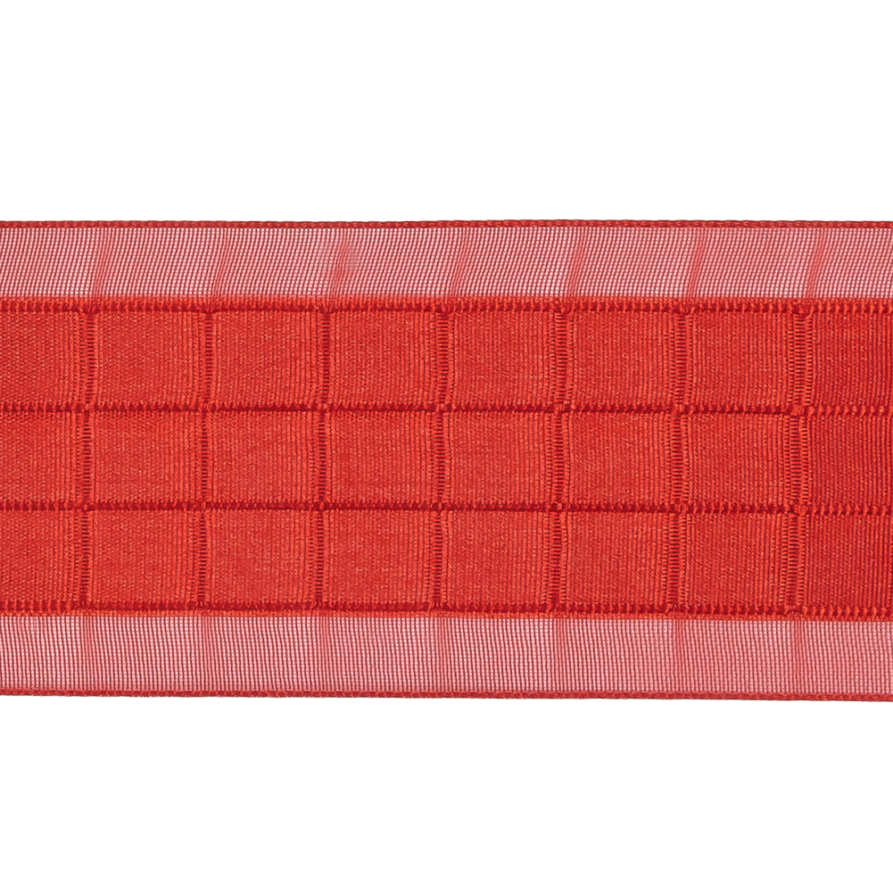 Red Squares and Sheer Borders Ribbon - 36mm