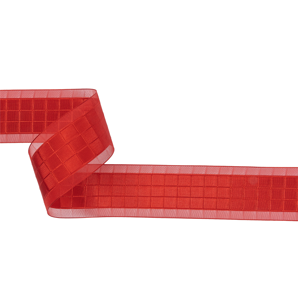 Red Squares and Sheer Borders Ribbon – 36mm Red Squares and Sheer Borders Ribbon – 36mm