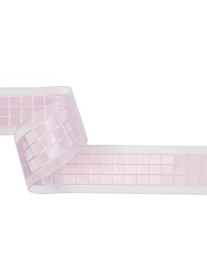 Baby Pink Squares and Sheer Borders Ribbon – 36mm Baby Pink Squares and Sheer Borders Ribbon – 36mm