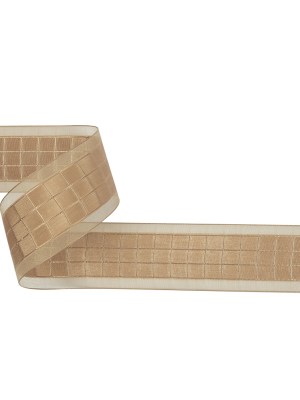 Beige Squares and Sheer Borders Ribbon – 36mm Beige Squares and Sheer Borders Ribbon – 36mm