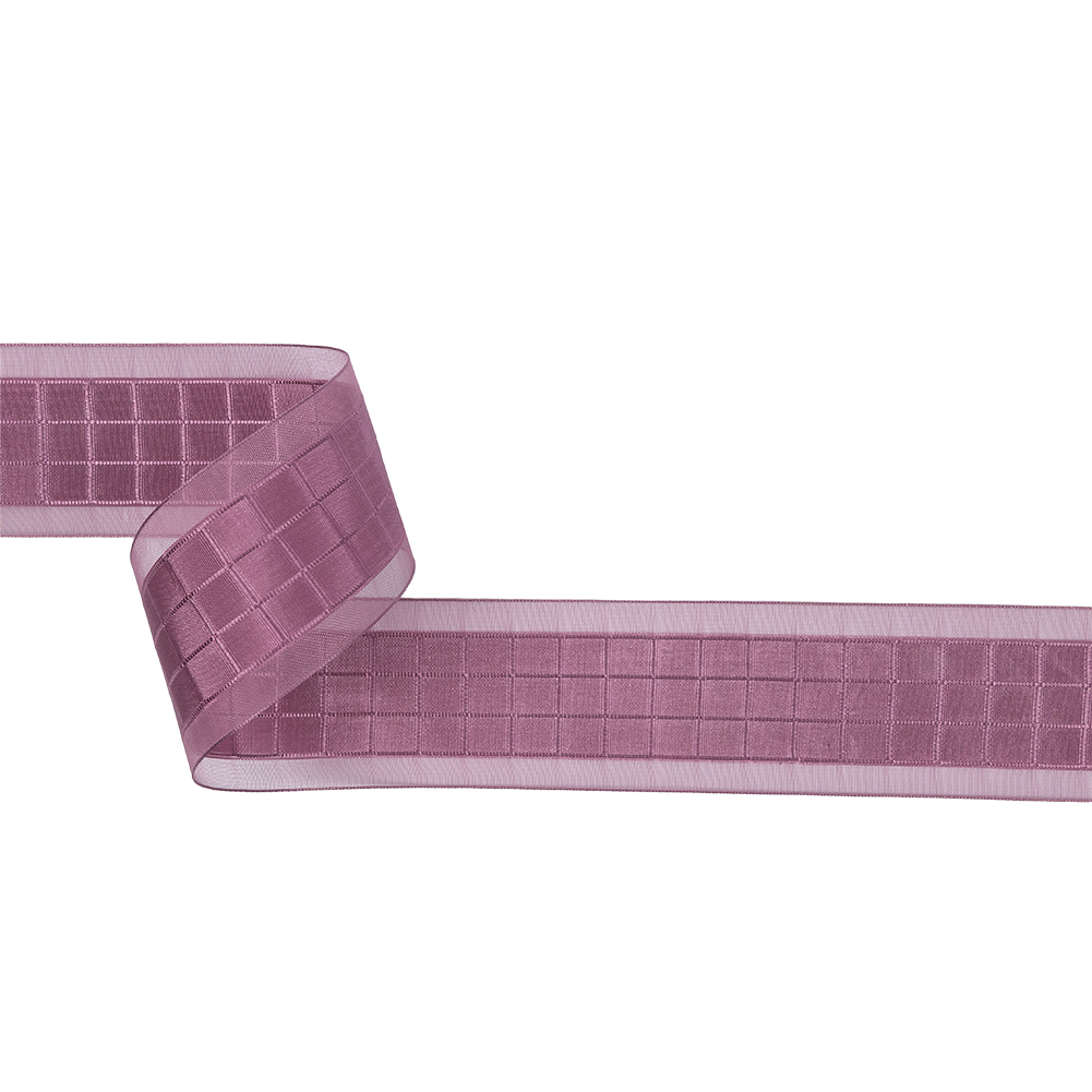 Amaranth Squares and Sheer Borders Ribbon – 36mm Amaranth Squares and Sheer Borders Ribbon – 36mm