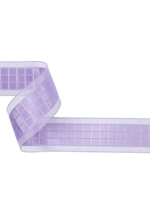 Lilac Squares and Sheer Borders Ribbon – 36mm Lilac Squares and Sheer Borders Ribbon – 36mm