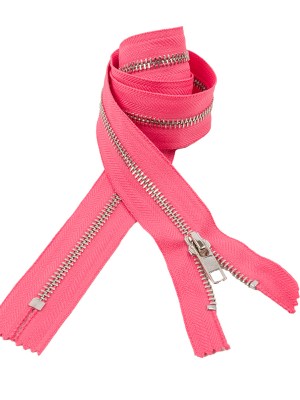 Dusty Coral and Silver T5 Closed End Metal Zipper – 36″ Dusty Coral and Silver T5 Closed End Metal Zipper – 36″