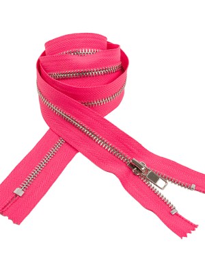 Hot Pink and Silver T5 Closed End Metal Zipper – 36″ Hot Pink and Silver T5 Closed End Metal Zipper – 36″