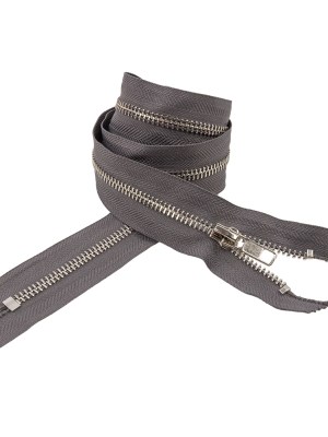 Charcoal and Silver T5 Closed End Metal Zipper – 36″ Charcoal and Silver T5 Closed End Metal Zipper – 36″