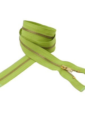 Lime and Muted Gold T5 Open End Metal Zipper – 35.5″ Lime and Muted Gold T5 Open End Metal Zipper – 35.5″