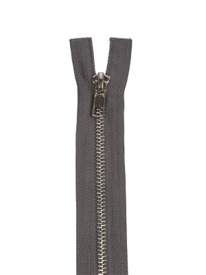 Charcoal and Silver T5 Open End Metal Zipper with Two Pulls – 36″ Charcoal and Silver T5 Open End Metal Zipper with Two Pulls – 36″