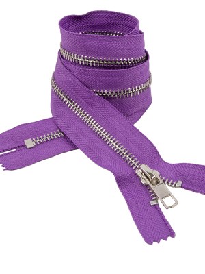 Purple and Silver T5 Closed End Metal Zipper – 36″ Purple and Silver T5 Closed End Metal Zipper – 36″