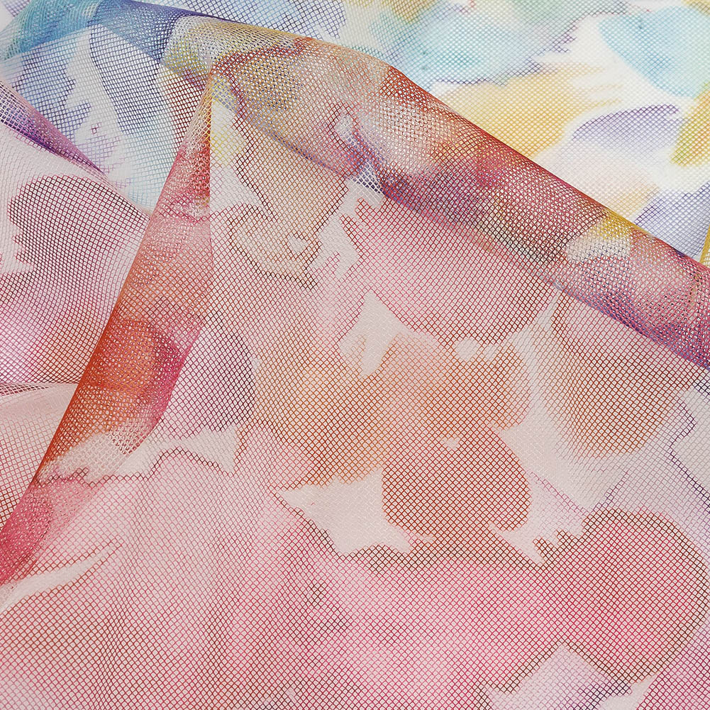 Rainbow Petals Watercolor Printed Tulle Rainbow Petals Watercolor Printed Tulle