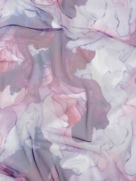 Dark Pink, Purple and Blue Abstract Watercolor Printed Tulle Dark Pink, Purple and Blue Abstract Watercolor Printed Tulle