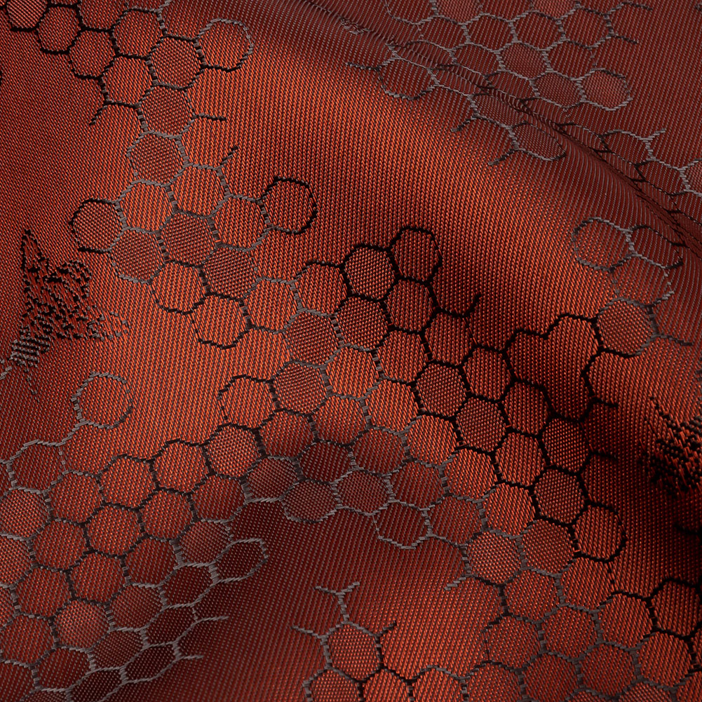 Burnt Orange Tonal Bee Hive Jacquard Lining