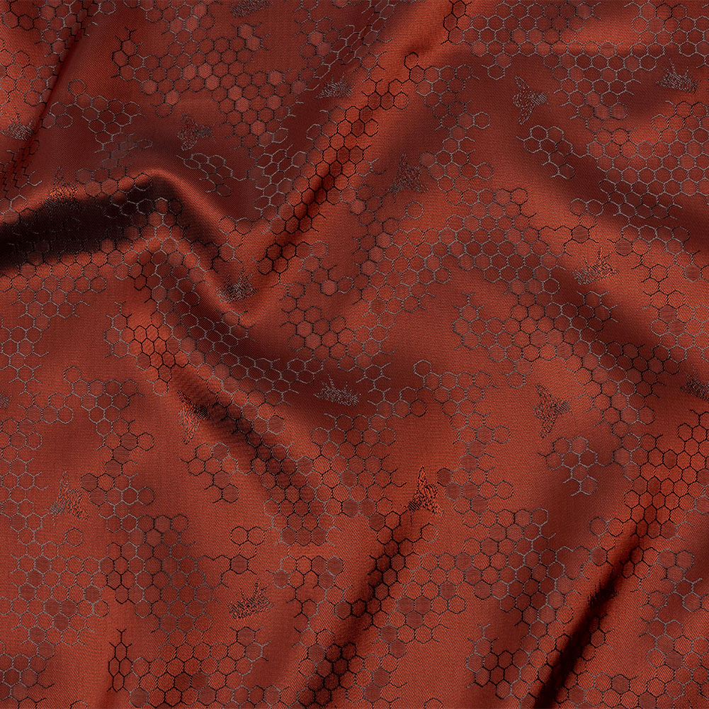 Burnt Orange Tonal Bee Hive Jacquard Lining Burnt Orange Tonal Bee Hive Jacquard Lining