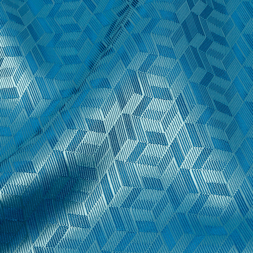 Geometric Jacquard Lining - Country Blue and Aqua Bi-Color