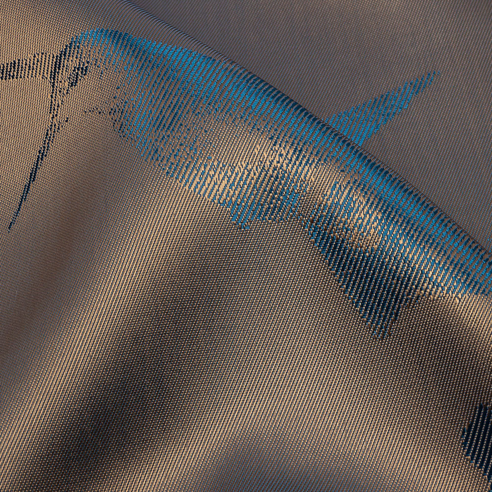 Hummingbirds Jacquard Lining - Blue and Beige Bi-Color