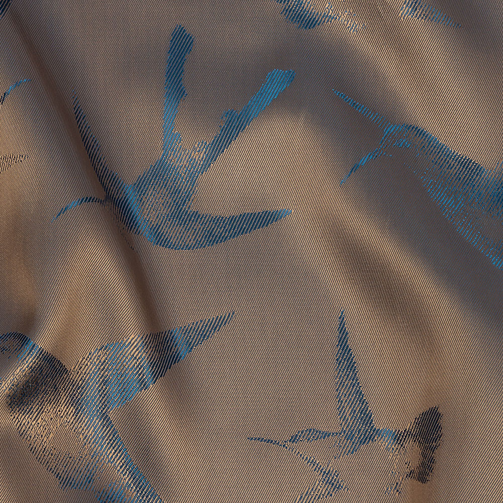 Hummingbirds Jacquard Lining – Blue and Beige Bi-Color Hummingbirds Jacquard Lining – Blue and Beige Bi-Color