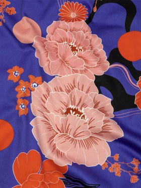 Stretch Cotton Sateen – Blue and Pink Floral – Japanese Daydreams Print – Mood Exclusive Groove Collection Stretch Cotton Sateen – Blue and Pink Floral – Japanese Daydreams Print – Mood Exclusive Groove Collection