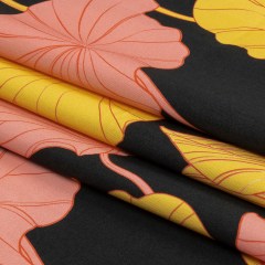 Stretch Cotton Sateen – Black, Pink and Yellow Floral – Valley of Lilies Print – Mood Exclusive Groove Collection Stretch Cotton Sateen – Black, Pink and Yellow Floral – Valley of Lilies Print – Mood Exclusive Groove Collection