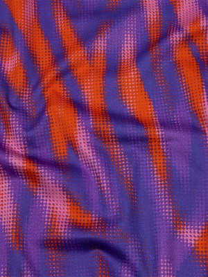 Stretch Cotton Sateen – Red and Purple Halftone Animal Stripes – Comic Glitch Print – Mood Exclusive Groove Collection Stretch Cotton Sateen – Red and Purple Halftone Animal Stripes – Comic Glitch Print – Mood Exclusive Groove Collection