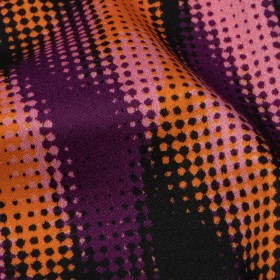Stretch Cotton Sateen – Black and Orange Halftone Animal Stripes – Comic Glitch Print – Mood Exclusive Groove Collection Stretch Cotton Sateen – Black and Orange Halftone Animal Stripes – Comic Glitch Print – Mood Exclusive Groove Collection